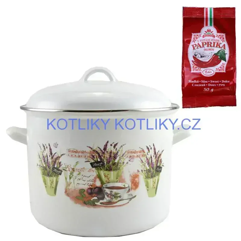 Smaltovaný hrnec s poklicí 10,4 L levandule + sladká paprika GURMÁN 50 g