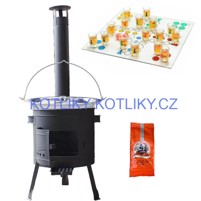 Nerezový kotlík 22 L (0,8 mm) + pepř + člověče pi už + nízká žáruvzdorná kotlina 42 PLUS 600