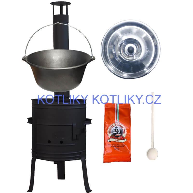 Litinový kotlík 10,8 L + kotlina 33 cm (1 mm) + žáruvzdorná barva Plus 700