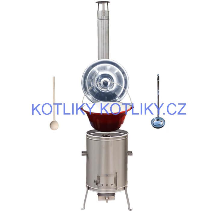 Litinový kotlík se smaltovanou úpravou 10,8 L + Nerezová kotlina 33 LUX