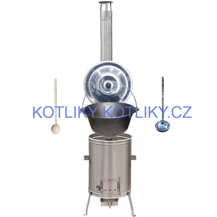 Litinový kotlík bez povrchové úpravy 10,8 L + Nerezová kotlina 33 LUX