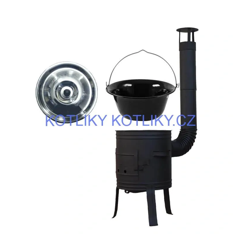 Smaltovaný kotlík 11 L BLACK + nerezová poklice INOX + žáruvzdorná kotlina 33 cm Plus 700