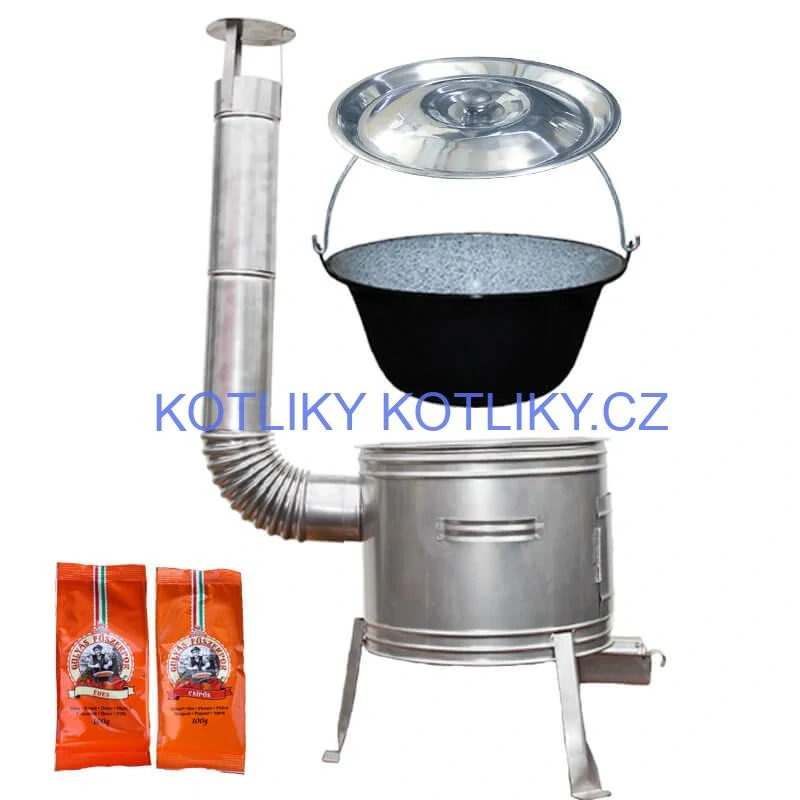 Smaltovaný kotlík 25 L + Nerezová kotlina 42 INOX + paprikový pepř na guláš - MIX 100 g