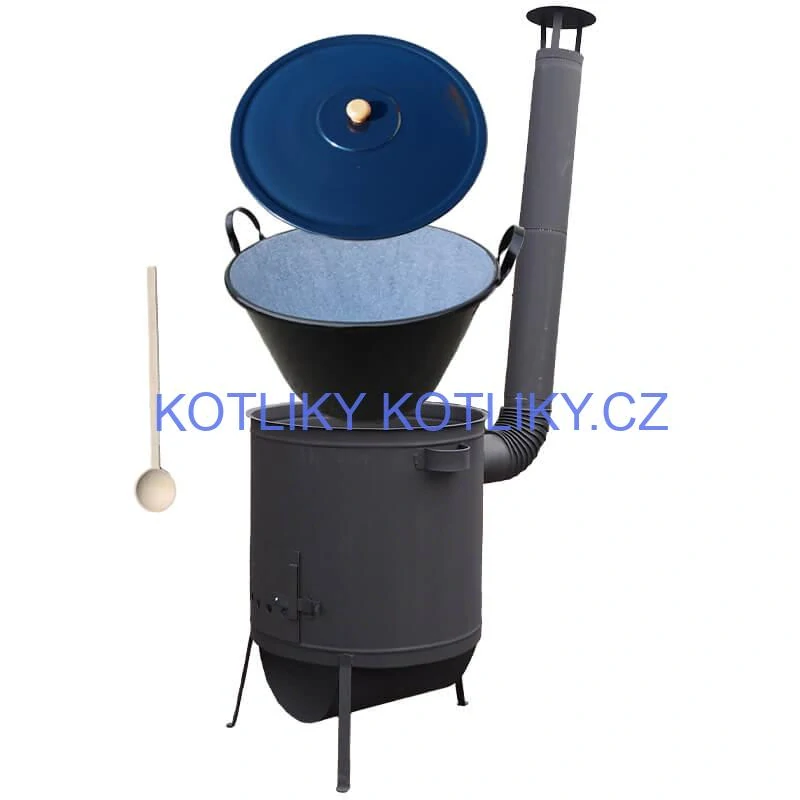 Smaltovaný kotel 60 L na zabijačku + žáruvzdorná kotlina 53 PLUS 600 4 MM + vařečka
