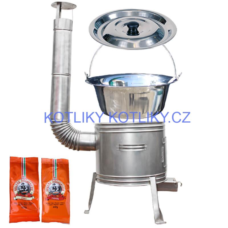 Nerezový kotlík 20 L (1,2 mm) INOX + Nerezová kotlina 42 INOX + paprikový pepř na guláš - MIX 100 g