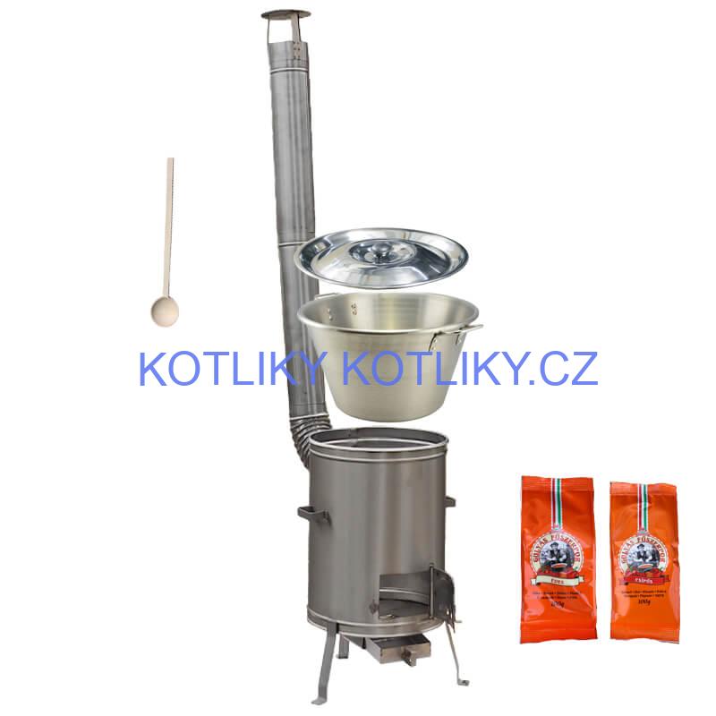 Nerezový kotel 40 L + nerezová kotlina 45 cm LUX + paprikové koření na guláš