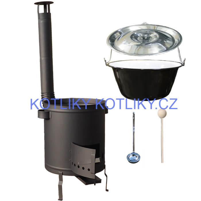 Smaltovaný kotlík 16 L (1,2 mm) + hrubostěnná (1,5 mm) a žáruvzdorná kotlina 39 PLUS 600