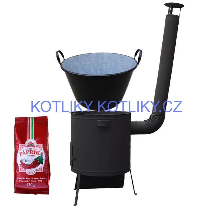 Zabijačkový smaltovaný kotel 100 L, žáruvzdorná kotlina 42 PLUS 600 4 MM + sladká paprika GURMÁN 250 g