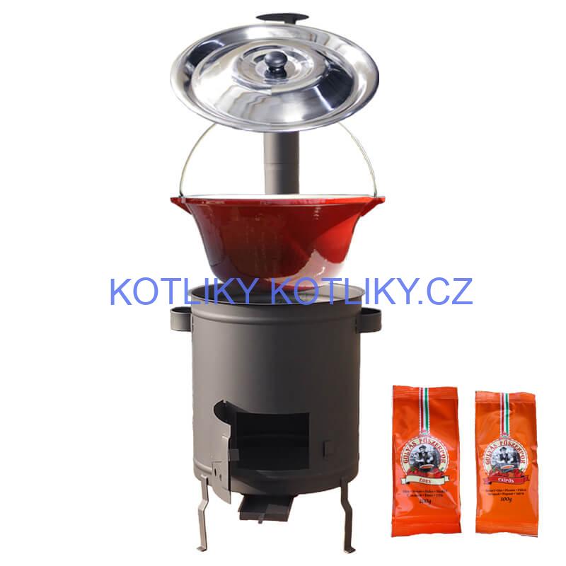 Litinový kotlík se smaltovanou úpravou 22 L + žáruvzdorná kotlina 42 cm (1,5 mm) STRONG + paprikový pepř na guláš - MIX 100 g