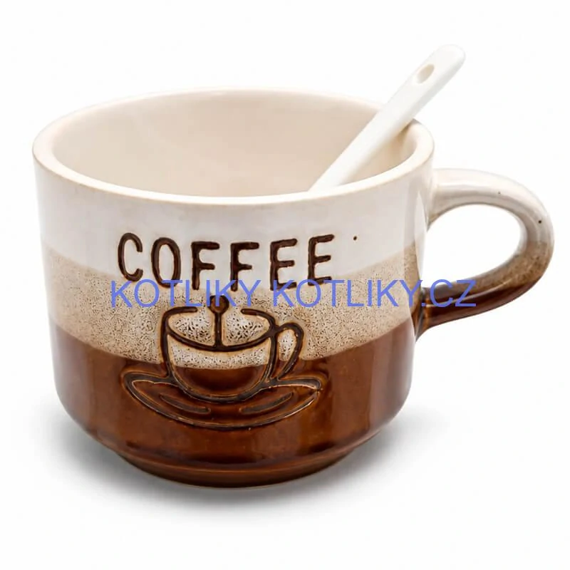 Keramický hrnek na kávu 150 ml COFFEE s lžičkou 1 ks