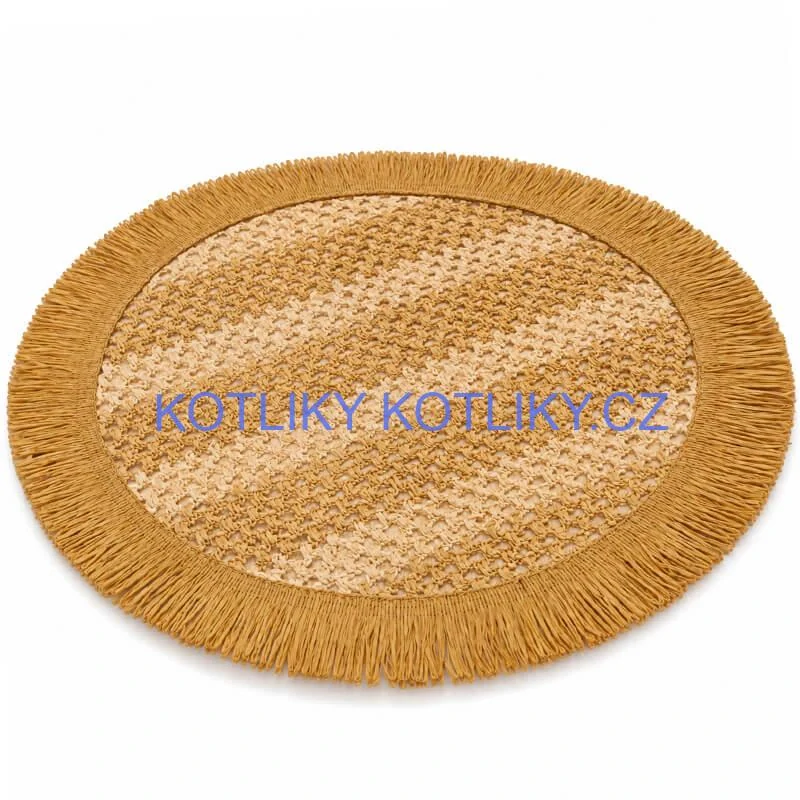 Kulatá přírodní podložka pod talíř se třásněmi 37 cm