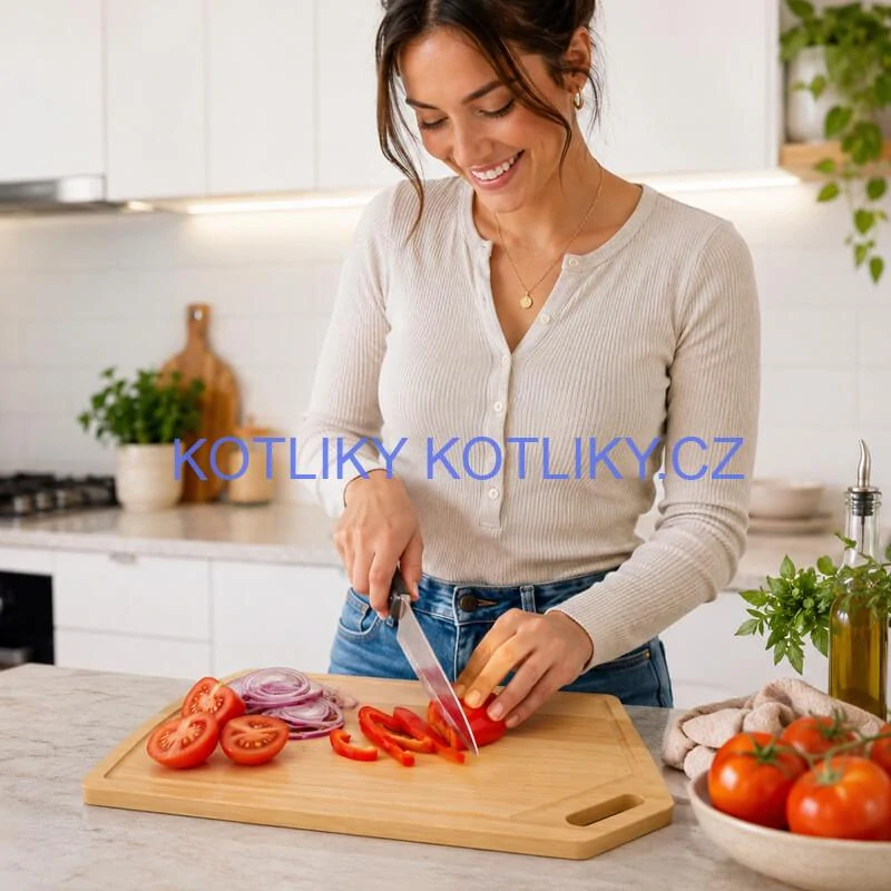 Dřevěná deska na krájení 40×25 cm s drážkou na šťávu