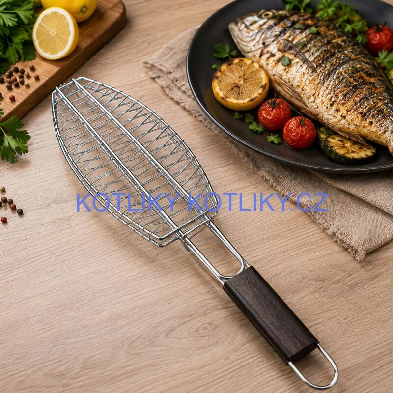 BBQ grilovací rošt na ryby – nerezové grilovací kleště 65 × 15 × 4 cm