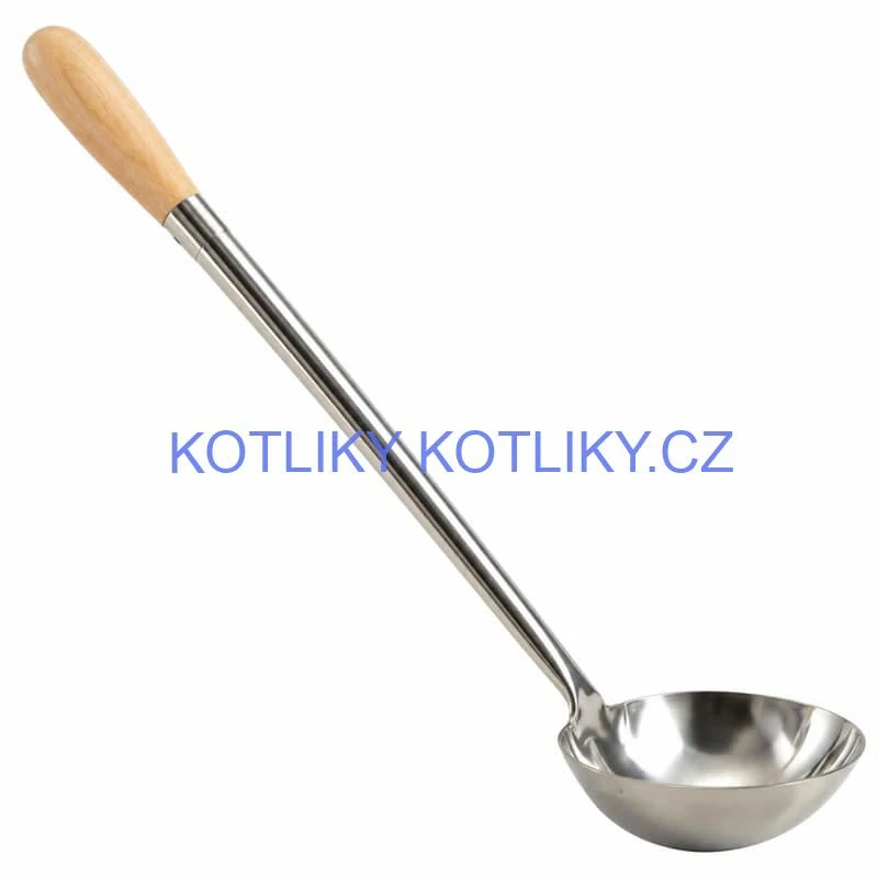 Nerezová naběračka 250 ml s dřevěnou rukojetí – délka 51,5 cm