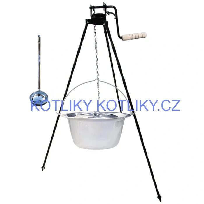 Nerezový kotlík 20 L (0,8 mm) + poklice + stojan s kladkou VAR