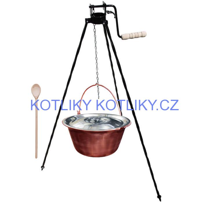 Měděný kotlík 20 L + stojan s kladkou VAR