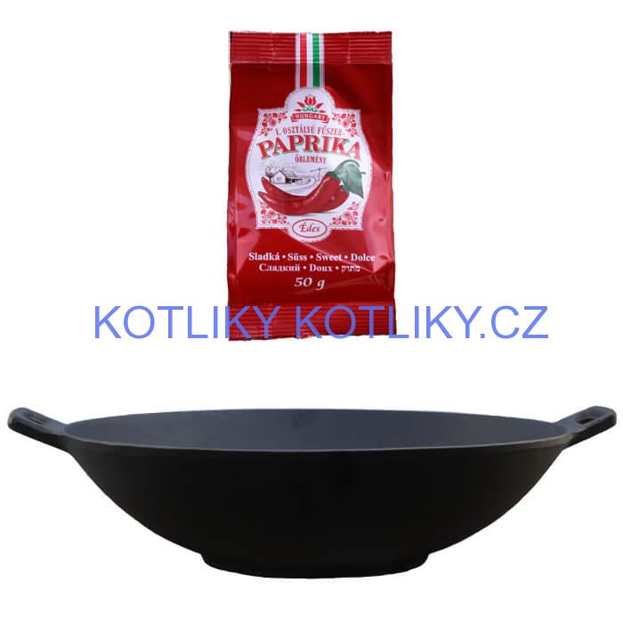 Litinový wok 36 cm + sladká paprika 50 g