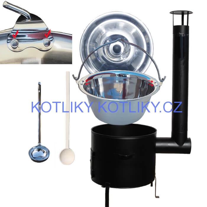 Nerezový kotlíkový set 45 cm + zesílený nerezový kotlík 30 L