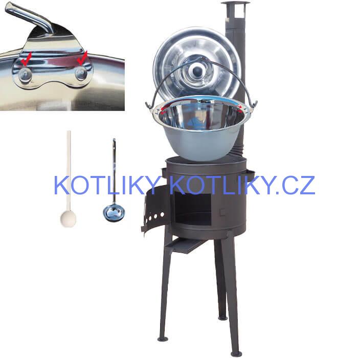 Nerezový kotlík 30 L (0,8 mm) s nýty + vysoká kotlina 45 cm PLUS 600