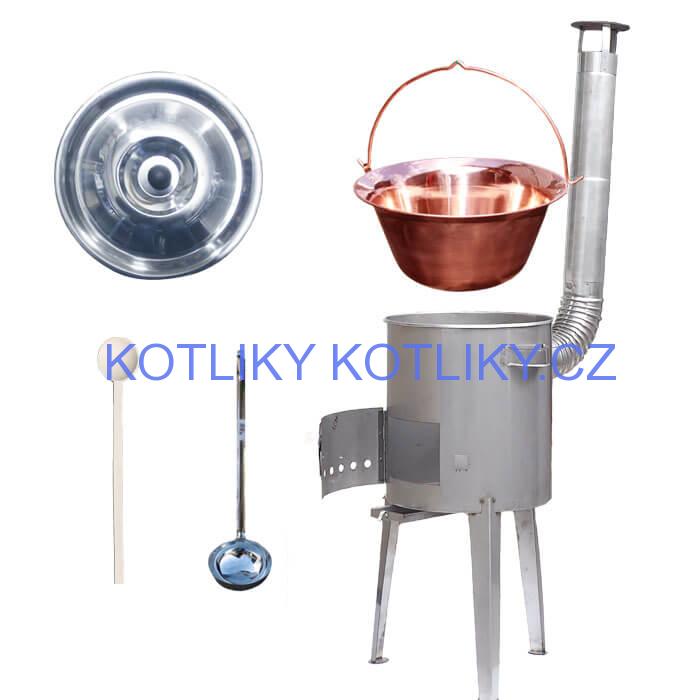 Měděný kotlík 20 L (1,2 mm) + nerezová kotlina 42 cm LUXUS