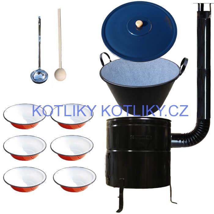 Smaltovaný kotel 60 L + smaltované talíře 6 ks BIG PARTY