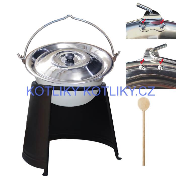 Nerezový kotlík 20 L (0,8 mm) s nýty + chránič plamene