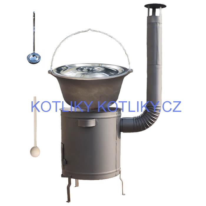 Litinový kotlík 22 L + silnostěnná (1,5 mm) a žáruvzdorná kotlina 45 PLUS 600