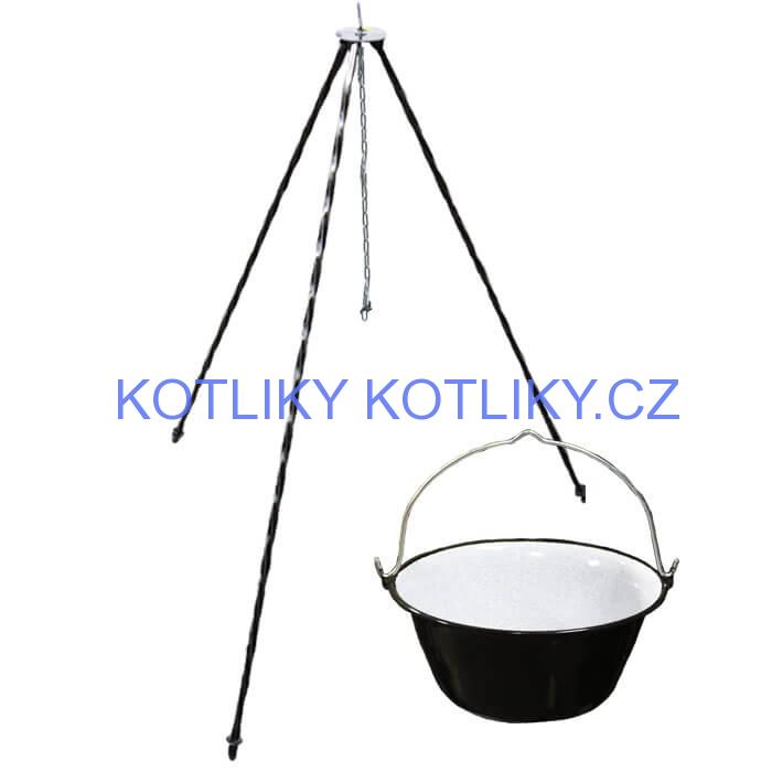 Smaltovaný kotlík 8 L + trojnožka 1 m