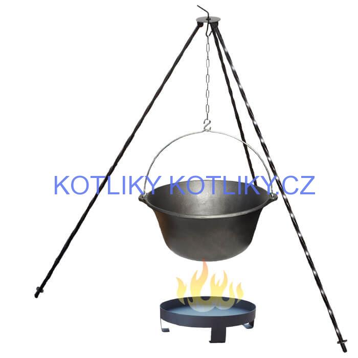 Litinový kotlík 7,2 L + trojnožka 1,2 m + ohniště 36 cm