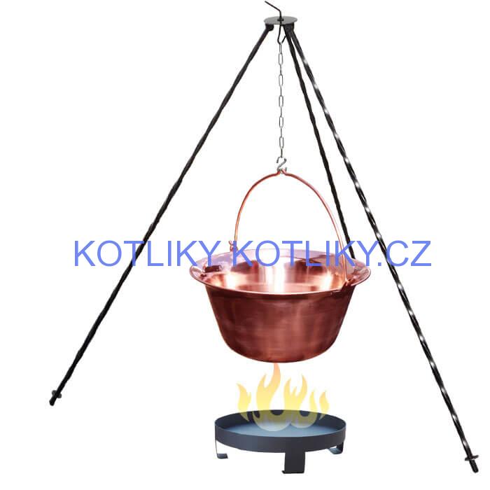 Měděný kotlík 14 L (1,2 mm) + trojnožka 1,2 m + ohniště 36 cm