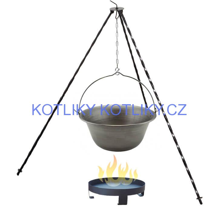 Železný kotlík 10 L (0,75 mm) + trojnožka 1 m + ohniště 36 cm
