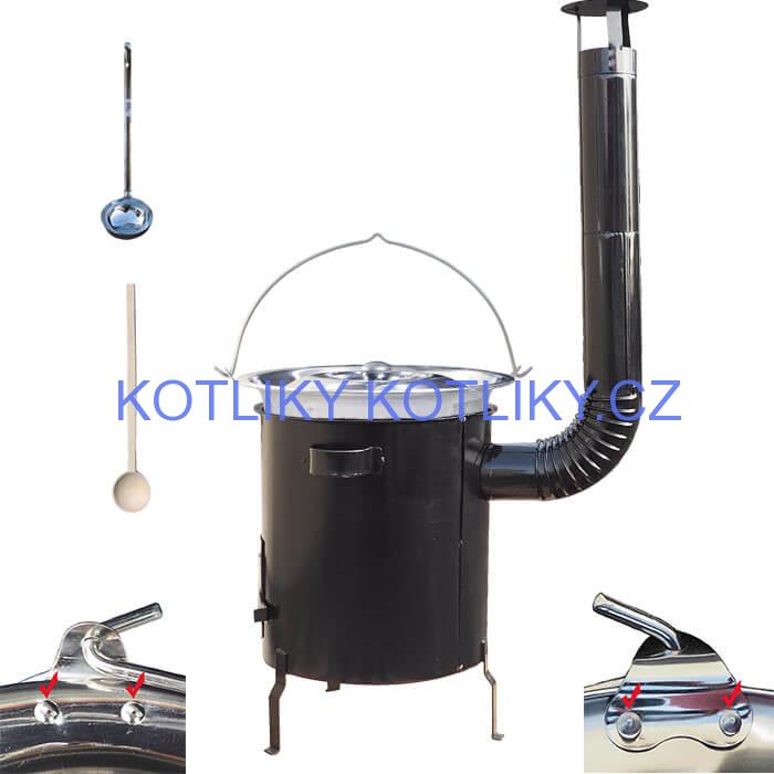 Nerezový kotlík 30 L (0,8 mm) zesílený s nýty + hrubostěnná (1,5 mm) kovová kotlina 45 STRONG