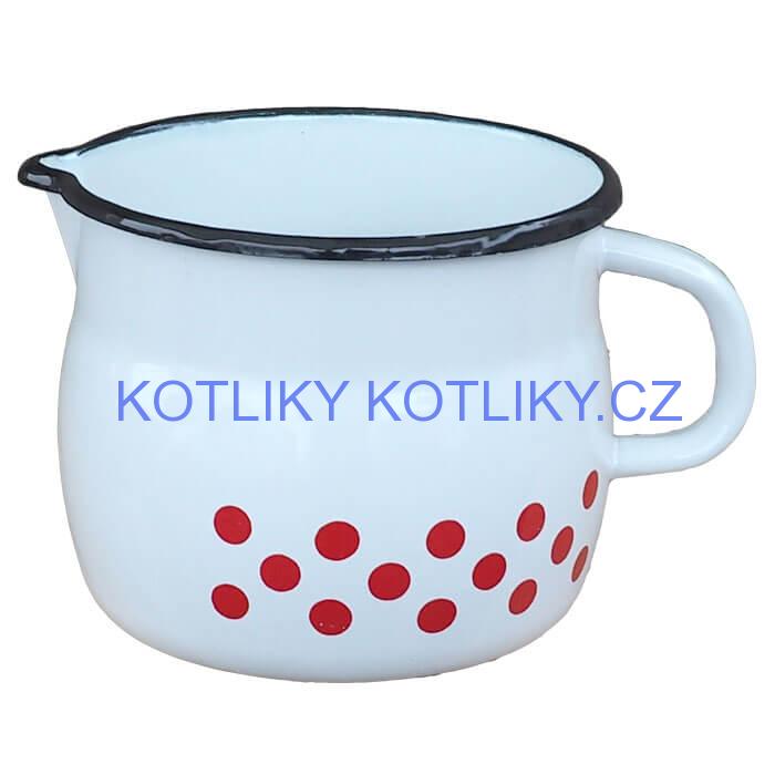 Smaltovaný hrnek s výlevkou 1,5 L baňatý - tečkovaný