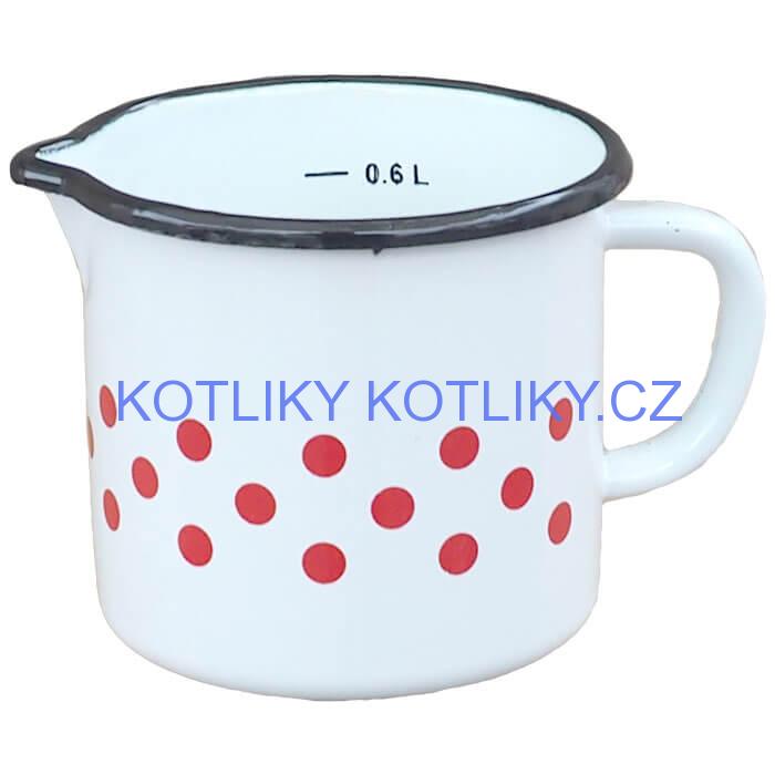 Smaltovaný hrnek s ouškem 0,6 L - tečkovanou