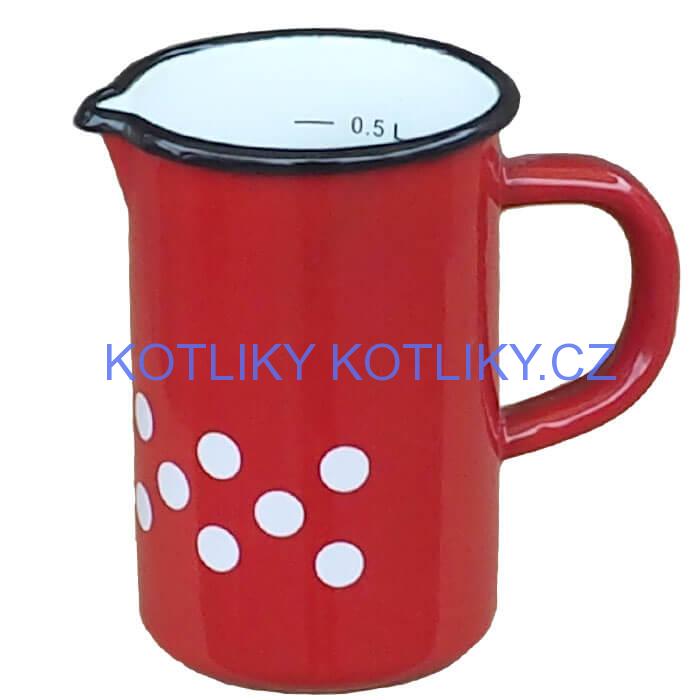 Smaltovaný hrnek s ouškem 0,5 L - červený, vysoký