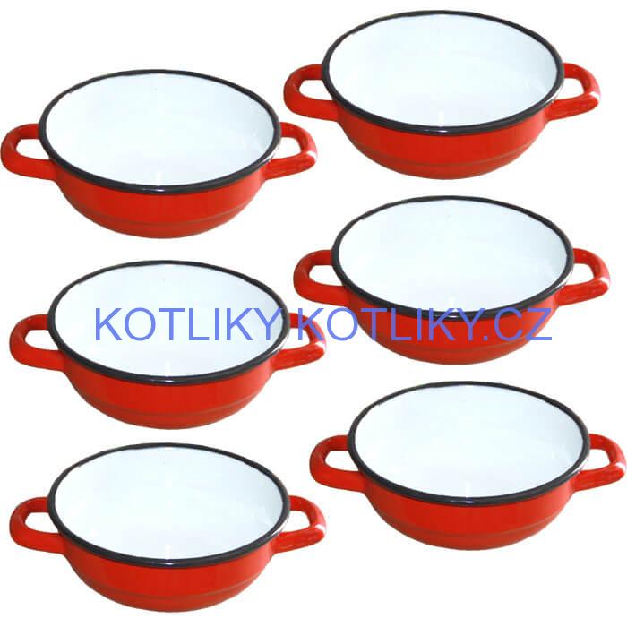 Souprava smaltovaných selských misek 16 cm 6 ks