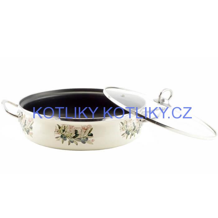 Smaltovaná pánev s poklicí 26 cm OLIVA