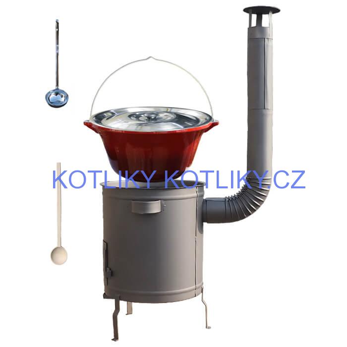 Litinový kotlík 16 L + silnostěnná (1,5 mm) žáruvzdorná kotlina 36 PLUS 600