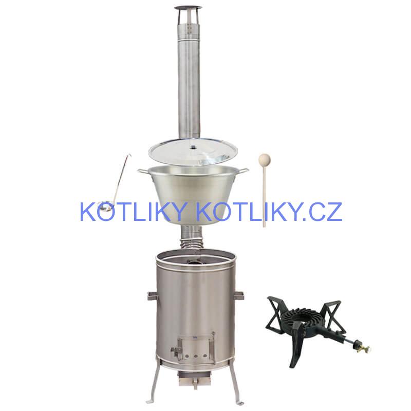Nerezový kotel 70 L + nerezová kotlina 56 cm LUX + litinový hořák 7 kW BIG PARTY