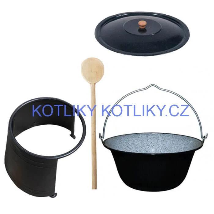 Smaltovaný kotlík 8 L (1,2 mm) + poklice + chránič plamene