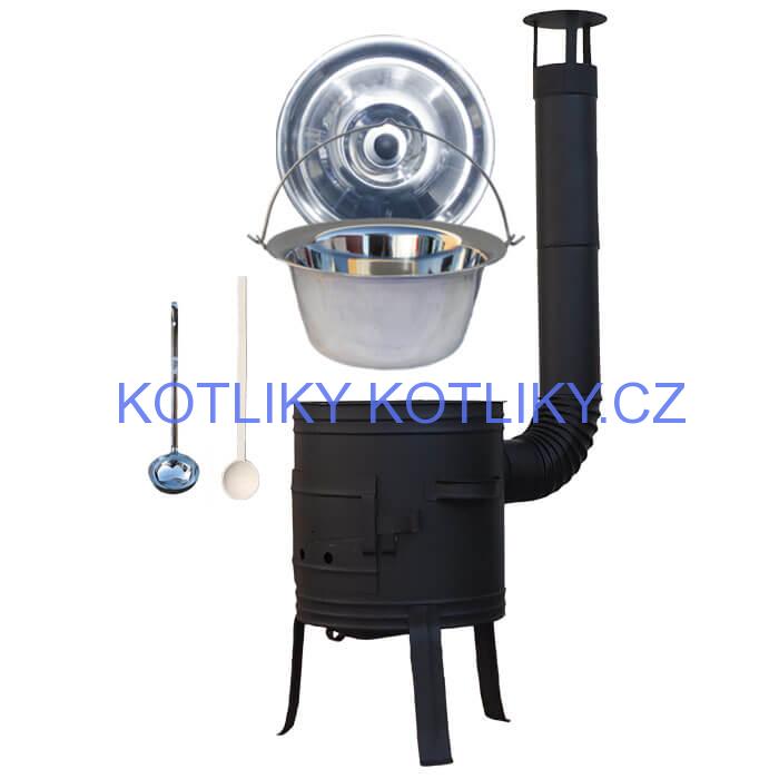 Nerezový kotlík 10 L (1,2 mm) INOX + žáruvzdorná kotlina 33 cm PLUS 700