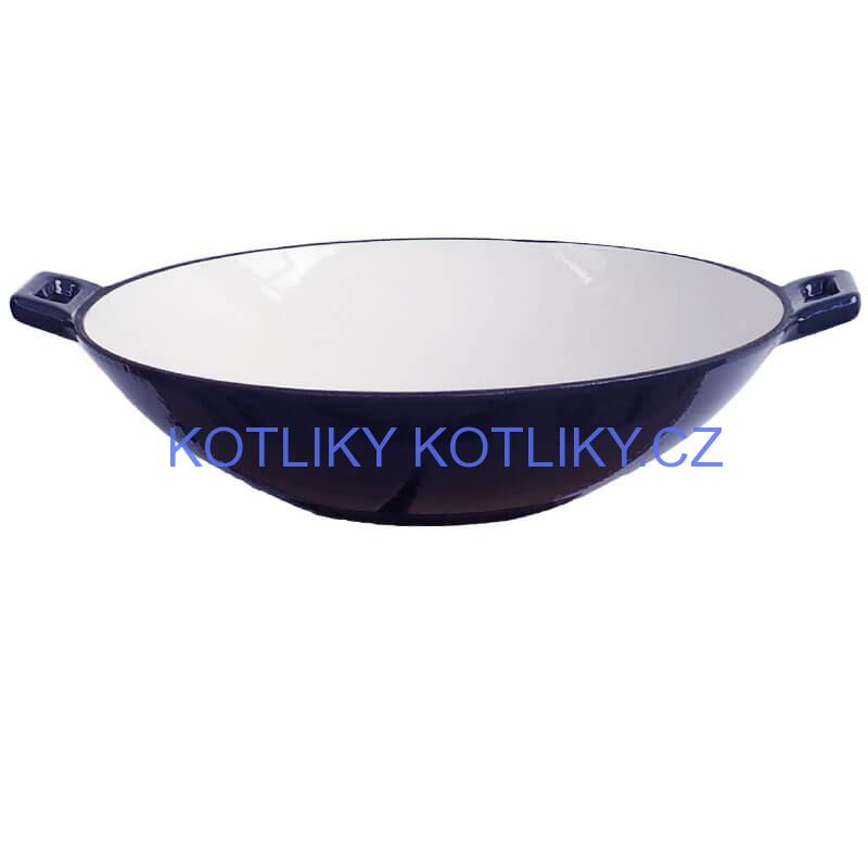 Litinový wok – smaltovaný povrch 37 cm