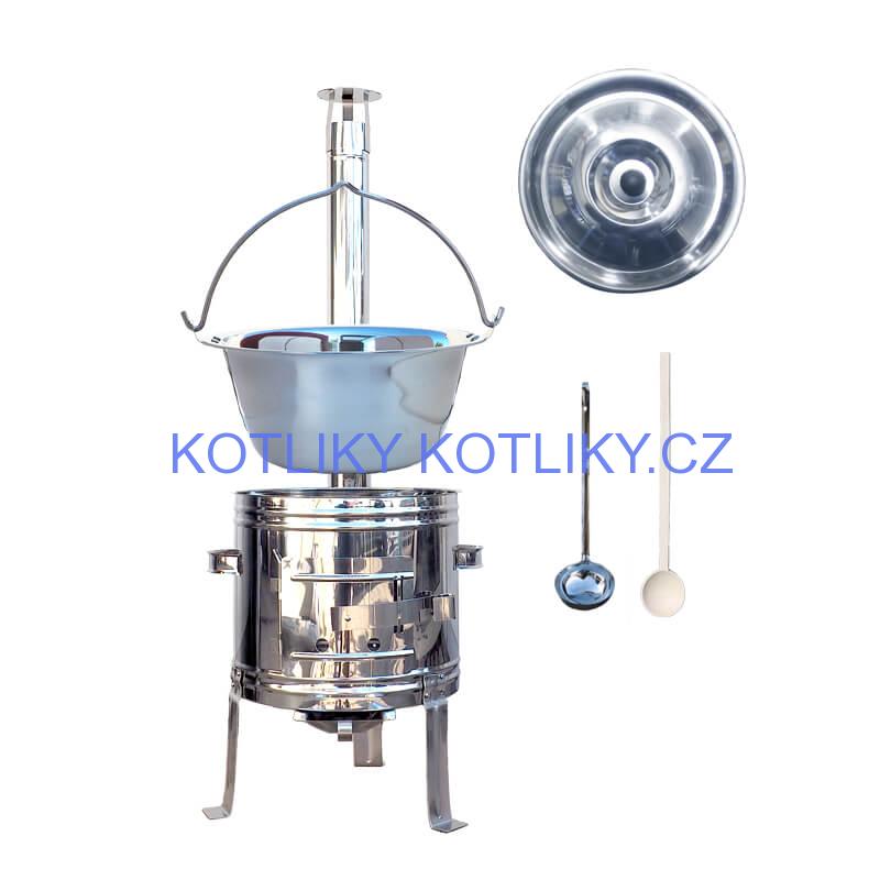 Nerezový kotlík 15 L (0,8 mm) zesílený s nýty + nerezová kotlina 36 cm TOP INOX