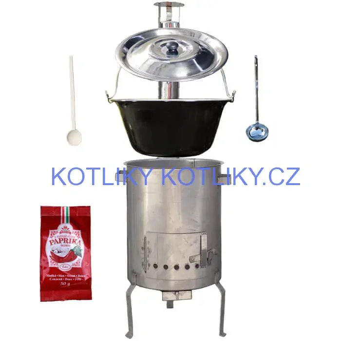 Smaltovaný kotlík 30 L (1,2 mm) + nerezová kotlina (1,5 mm) 45 cm STRONG EXCLUSIVE