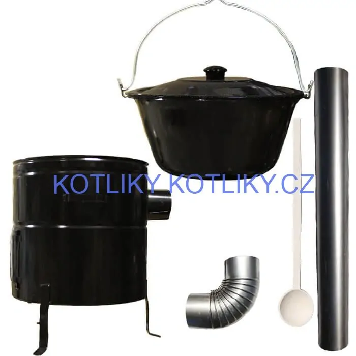 Smaltovaný kotlík 30 L (1,2 mm) + kovová kotlina 50 CLASSIC (KOV) + kouřovod Max Party