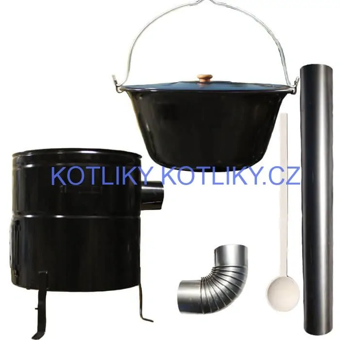 Smaltovaný kotlík 40 L (1,2 mm) + kovová kotlina 50 CLASSIC (KOV) + kouřovod Max Party