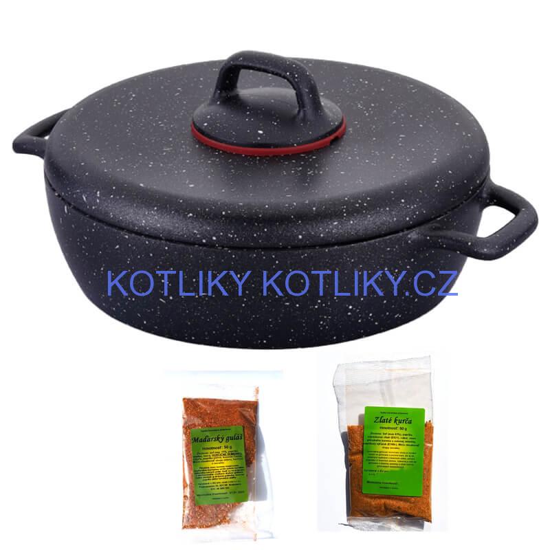 Hrnec s poklicí + pánev + pepř Classic Plus Volkanit