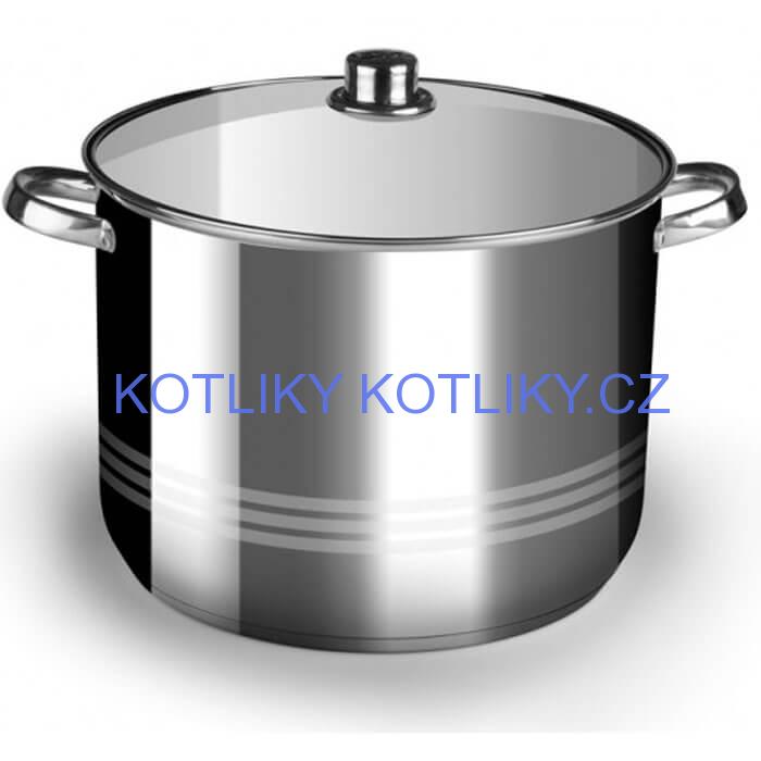 Nerezový hrnec 19 L + skleněná poklice