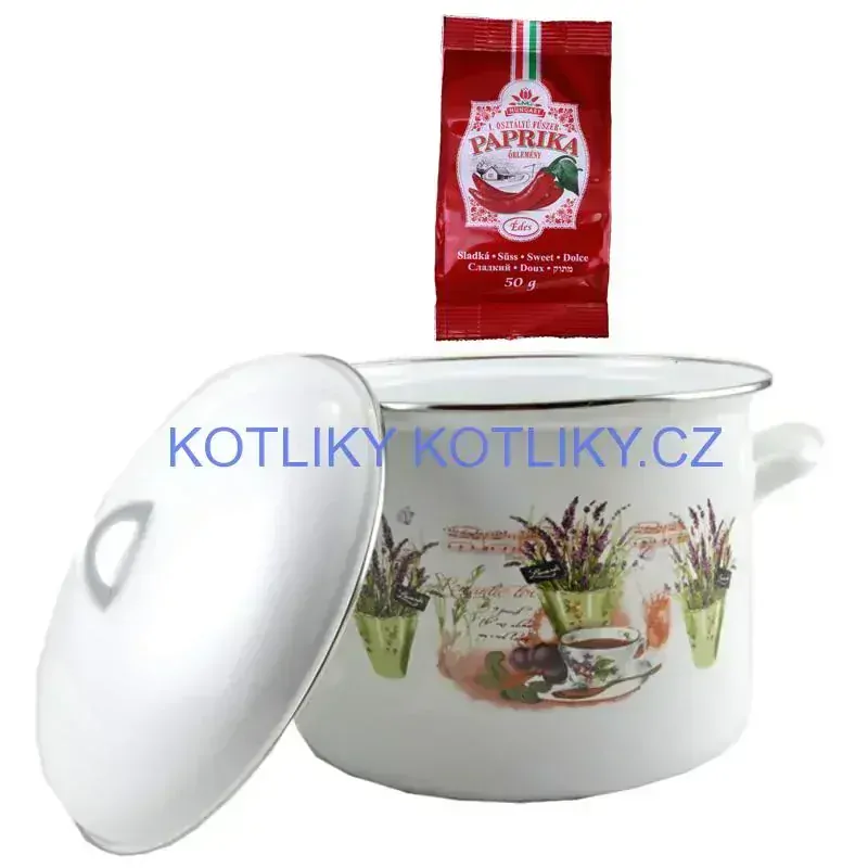 Smaltovaný hrnec s poklicí 10,4 L levandule + sladká paprika GURMÁN 50 g