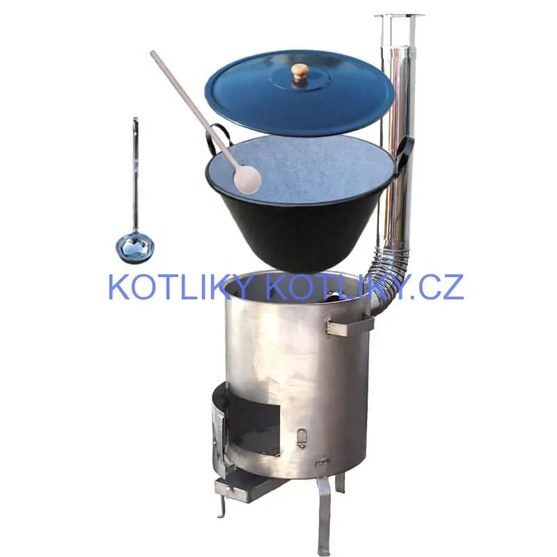Zabijačkový smaltovaný kotel 70 L + nerezová kotlina 1,5 mm 53 cm STRONG EXCLUSIVE